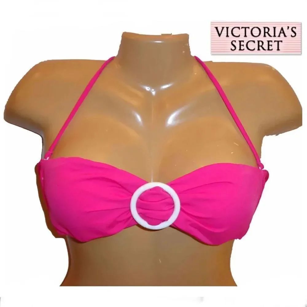 NWT VS S Pink Bandeau Removable Push Up Pads & Straps Bikini Top